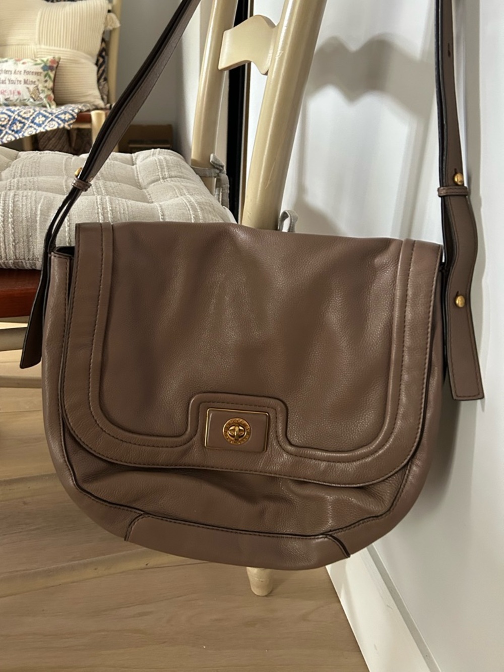 Marc Jacobs Brown Leather Crossbody Turn-Lock Saddle Bag